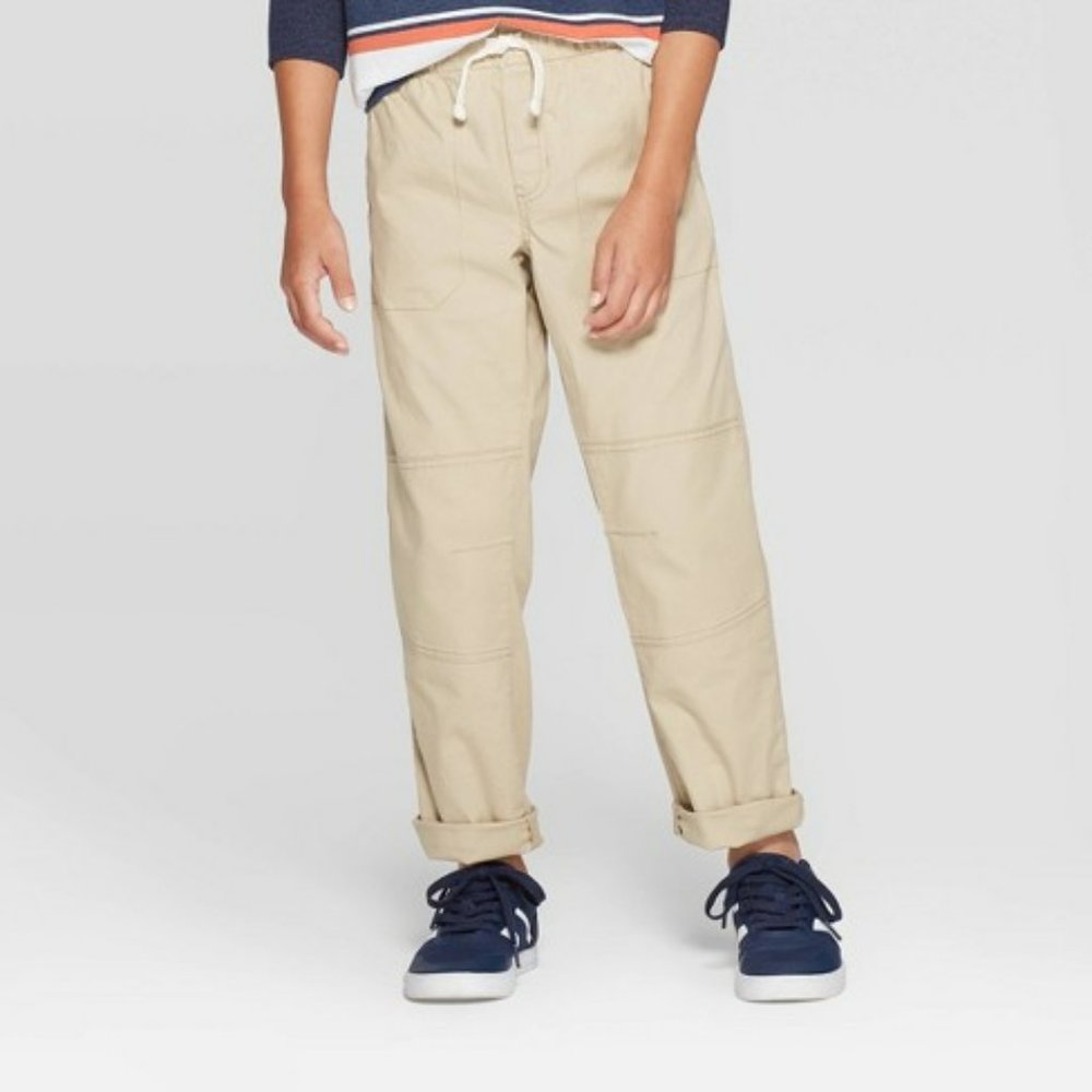 Boys' Stretch Straight Fit Pull-On Khaki Pants – Kids Size 16 Husky